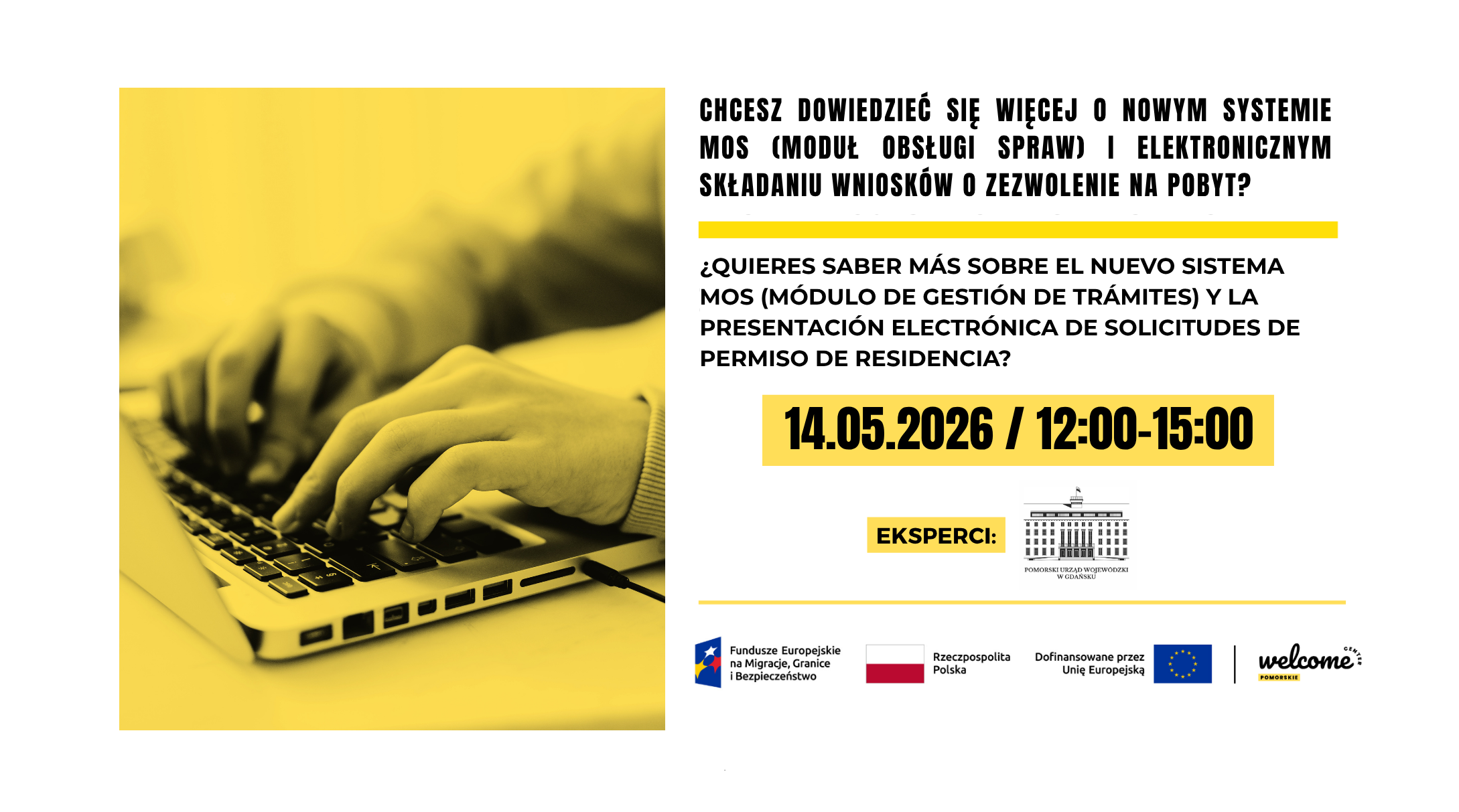 Spotkanie on-line. Nowy system MOS i elektroniczne składanie wniosków o zezwolenie na pobyt | Reunión en línea. Nuevo sistema MOS y presentación electrónica de solicitudes de permiso de residencia